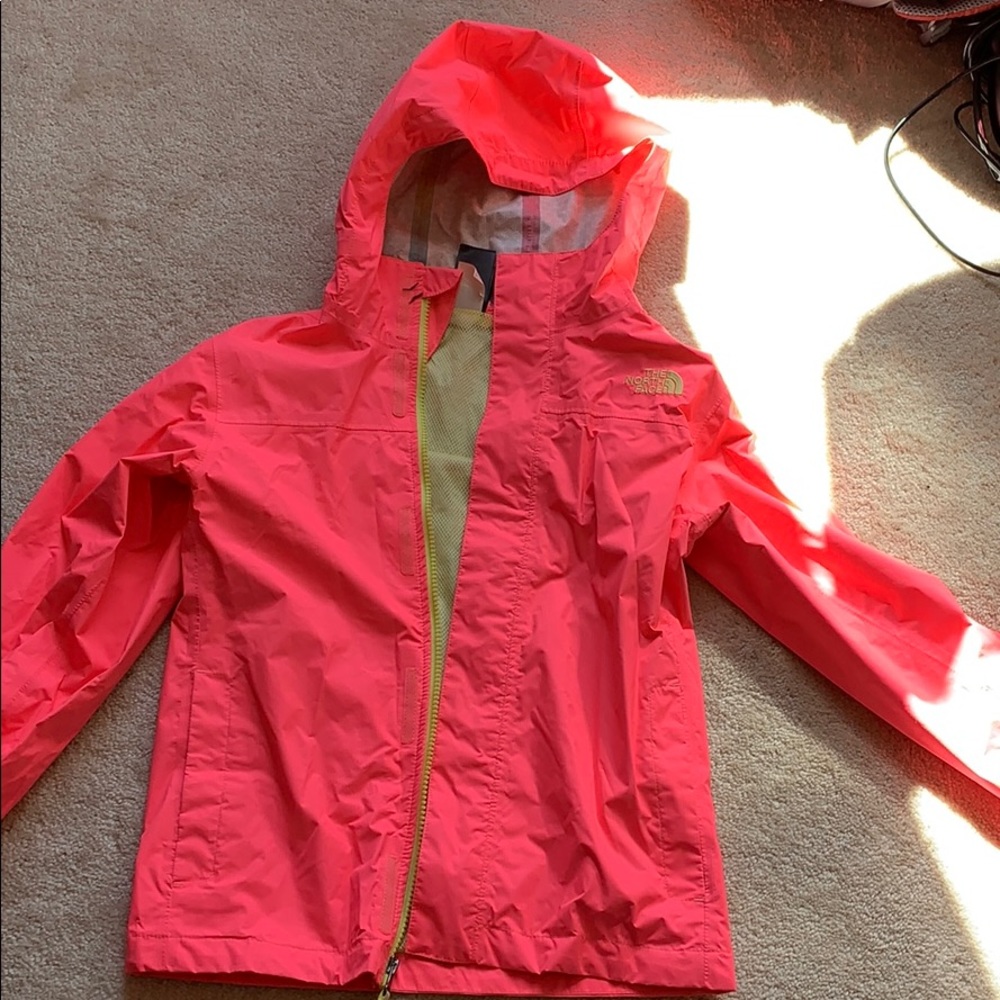 Pink North Face rain jacket